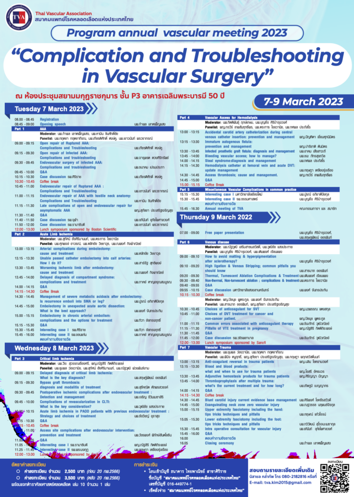 TVA Annual Meeting 2023 “Complication and Troubleshooting in Vascular Surgery”